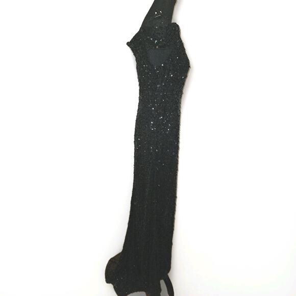 NWT! Adrianna Papell Women's Off Shoulder Black Sequins Maxi Gown Sz 14 $299 - Picture 7 of 12